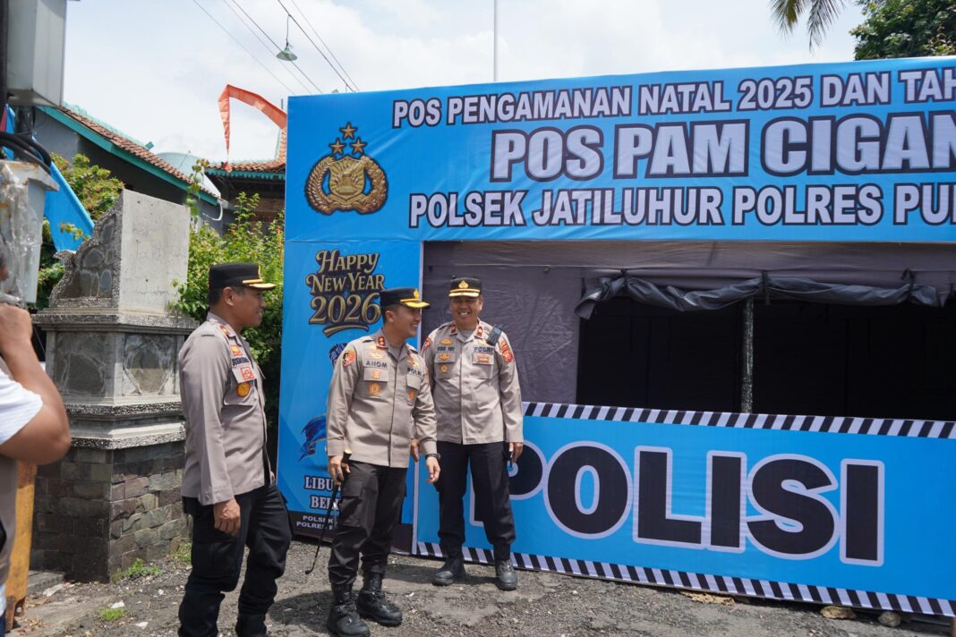 Pastikan Kesiapan Pengamanan Natal dan Tahun Baru, Kapolres Purwakarta Cek Pos Pam Ciganea Dekat Gerbang Tol Jatiluhur.