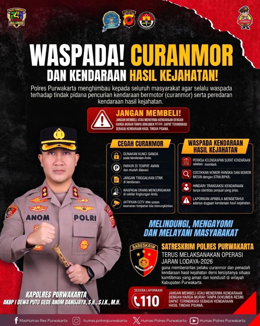 POLRES PURWAKARTA GENCARKAN EDUKASI CEGAH CURANMOR DAN PEREDARAN KENDARAAN HASIL KEJAHATAN
