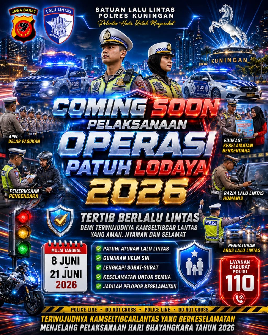 Operasi Patuh Lodaya 2026 Dimulai 8 Juni, Satlantas Kuningan Sasar 11 Pelanggaran Prioritas