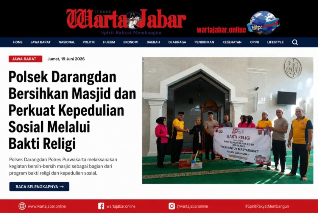Polsek Darangdan Bersihkan Masjid dan Perkuat Kepedulian Sosial Melalui Bakti Religi