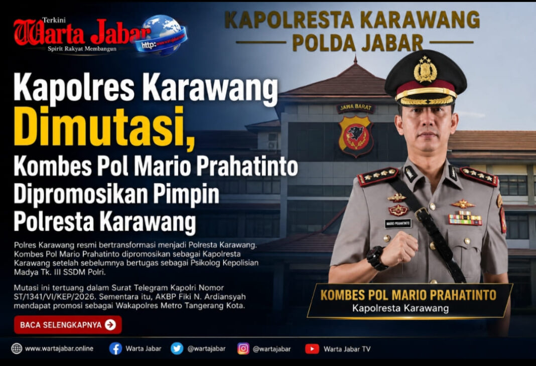 Kapolres Karawang Dimutasi, Kombes Pol Mario Prahatinto Dipromosikan Pimpin Polresta Karawang